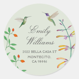 Hummingbird return address classic round sticker