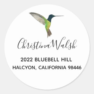 Hummingbird return address classic round sticker