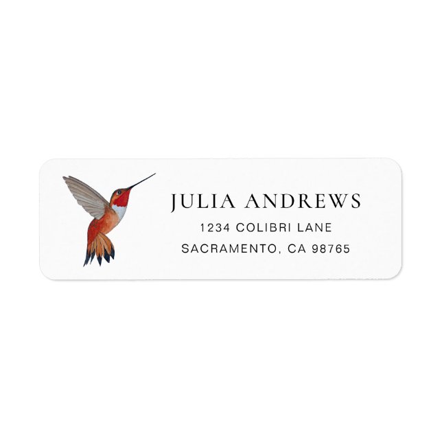 Hummingbird Return Address Label (Front)