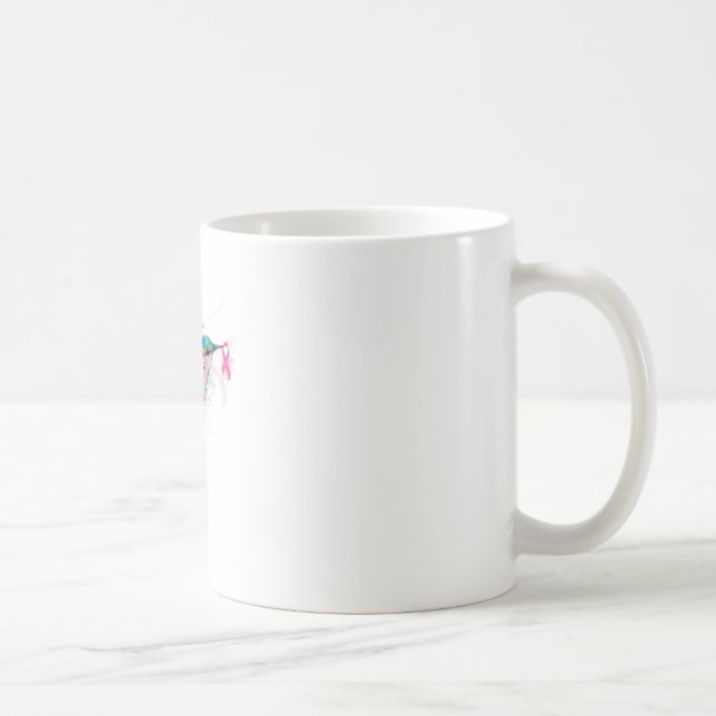 Hummingbird Ribbon Breast Cancer Awareness Coffee Mug (Right)