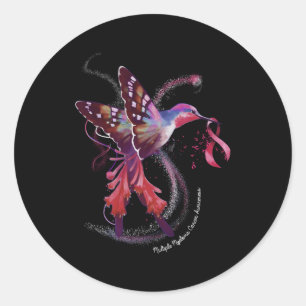 Hummingbird Ribbon Multiple Myeloma Cancer Awarene Classic Round Sticker