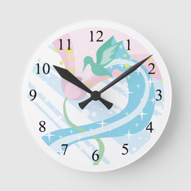 Hummingbird Round Clock (Front)