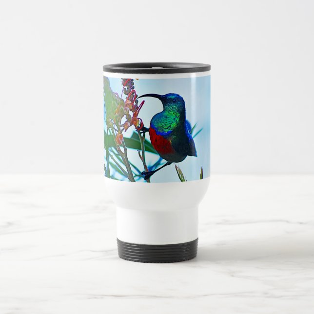 Hummingbird ruby throated travel mug (Center)
