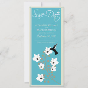 Hummingbird Save the Date Announcement (aqua)