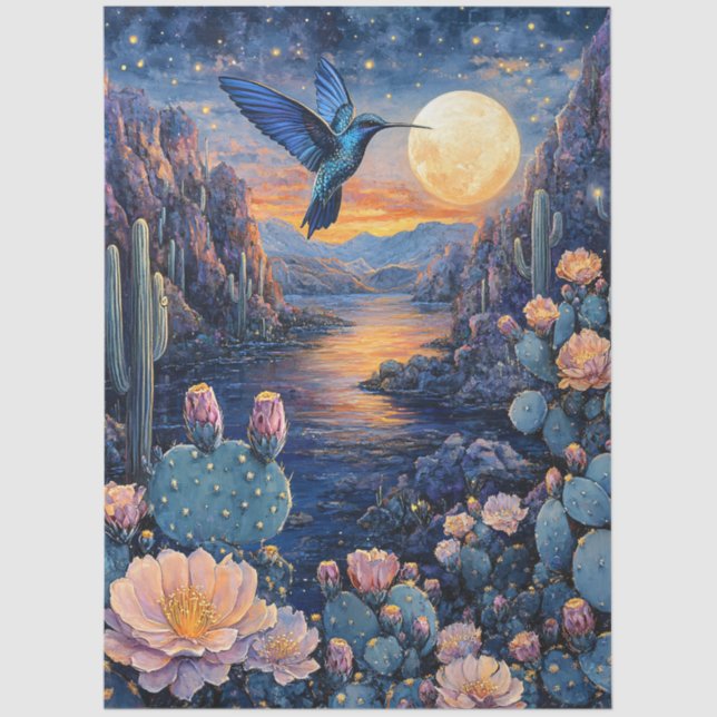Hummingbird Scenic Southwestern Night Tissue Paper (Front)