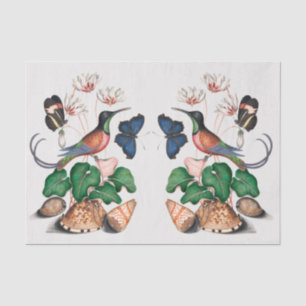 Hummingbird Seashell Floral Vintage Art Decoupage Tissue Paper