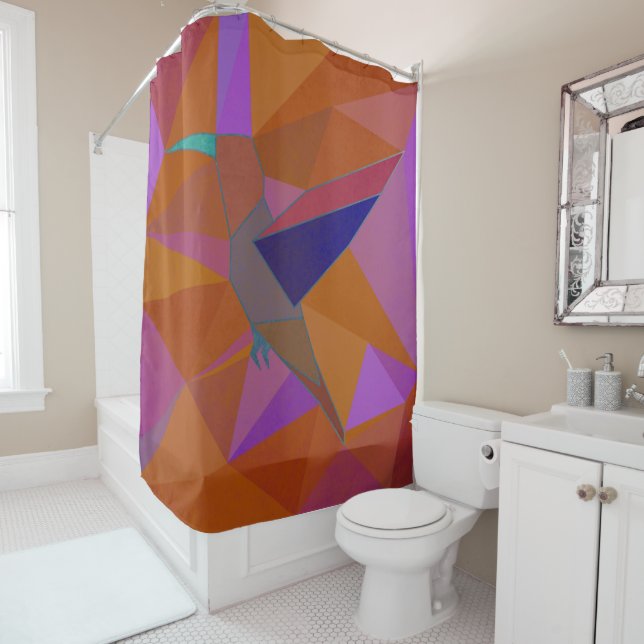 hummingbird shower curtain (In Situ)