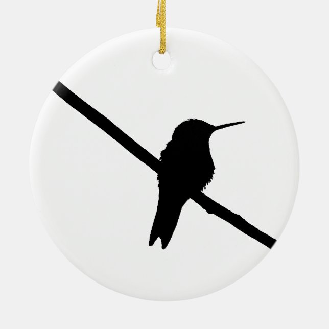 Hummingbird Silhouette Ceramic Tree Decoration (Back)