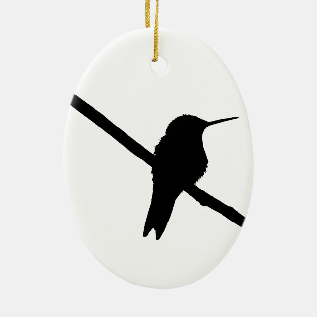 Hummingbird Silhouette Ceramic Tree Decoration (Back)