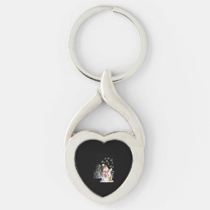 Hummingbird Snowman Merry Christmas Key Ring