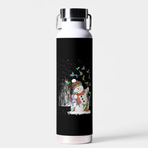 Hummingbird Snowman Merry Christmas Water Bottle