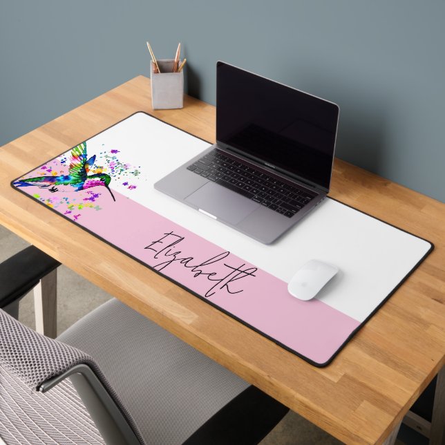 Hummingbird splatter personalised desk mat (Office 2)