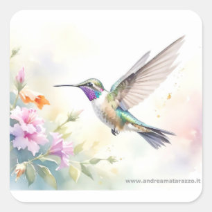 Hummingbird Square Sticker
