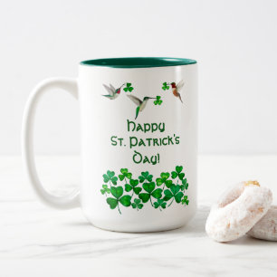 Hummingbird St. Patrick's Day Two-Tone Coffee Mug