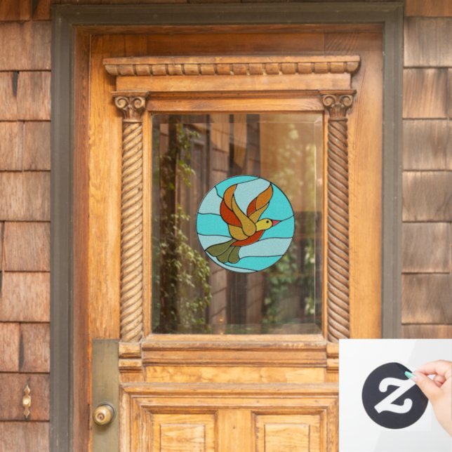 HUMMINGBIRD STAINED GLASS ART WINDOW CLING (Home Door)