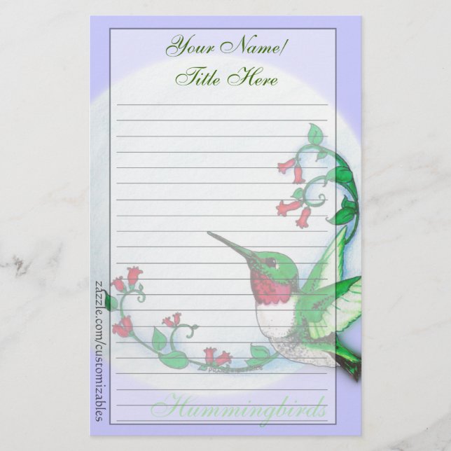 Hummingbird Stationery (Front)