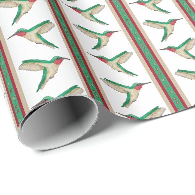 Hummingbird Stripe Wrapping Paper (Roll Corner)