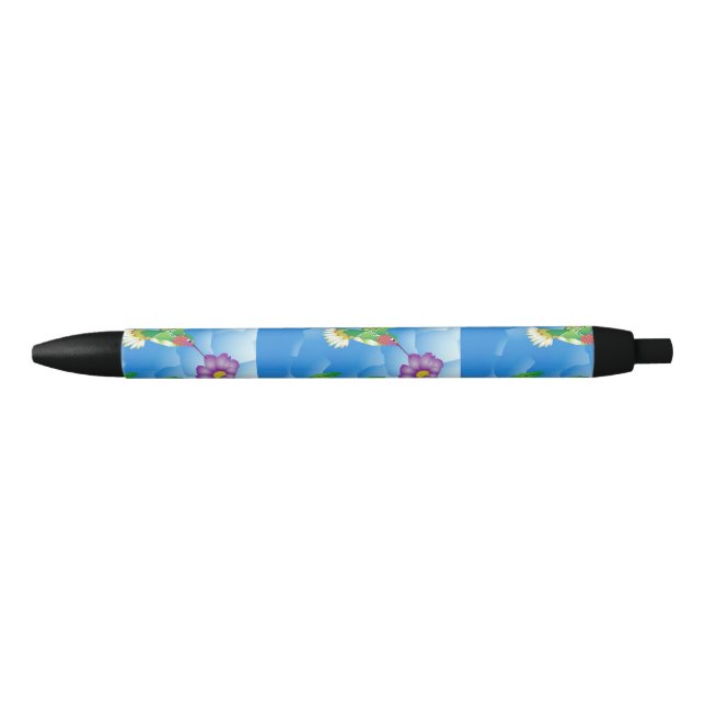Hummingbird:  Stylised Black Ink Pen (Front)