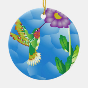 Hummingbird: Stylized Ceramic Tree Decoration