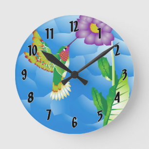 Hummingbird: Stylized Round Clock
