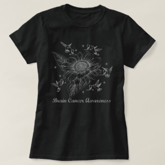 Hummingbird Sunflower Brain Cancer Awareness  T-Shirt