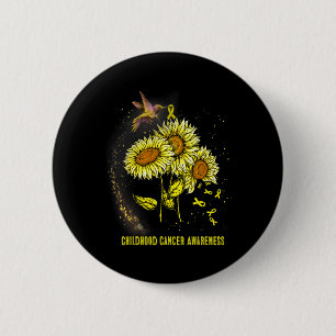 Hummingbird Sunflower Childhood Cancer Awareness 6 Cm Round Badge