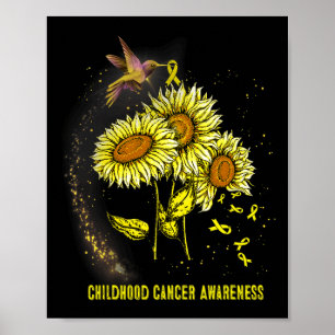 Hummingbird Sunflower Childhood Cancer Awareness Poster