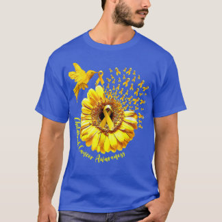 Hummingbird Sunflower Childhood Cancer Awareness R T-Shirt