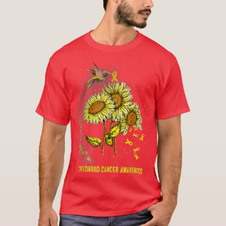 Hummingbird Sunflower Childhood Cancer Awareness T-Shirt