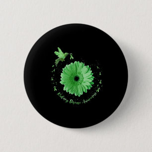 Hummingbird Sunflower Green Ribbon Kidney Disease 6 Cm Round Badge
