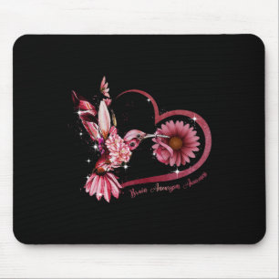 Hummingbird Sunflower Heart Burgundy Ribbon Brain  Mouse Mat