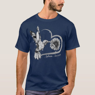 Hummingbird Sunflower Heart Grey Ribbon Aphasia Aw T-Shirt