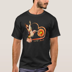 Hummingbird Sunflower Heart Orange Ribbon Copd Awa T-Shirt