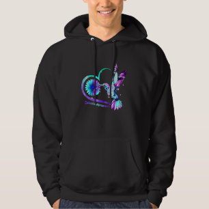Hummingbird Sunflower Heart Purple Ribbon Suicide Hoodie