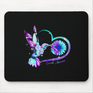 Hummingbird Sunflower Heart Purple Ribbon Suicide  Mouse Mat