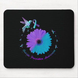 Hummingbird Sunflower Heart Purple Ribbon Suicide  Mouse Mat