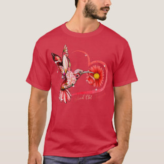 Hummingbird Sunflower Heart Red Ribbon Blood Clot  T-Shirt