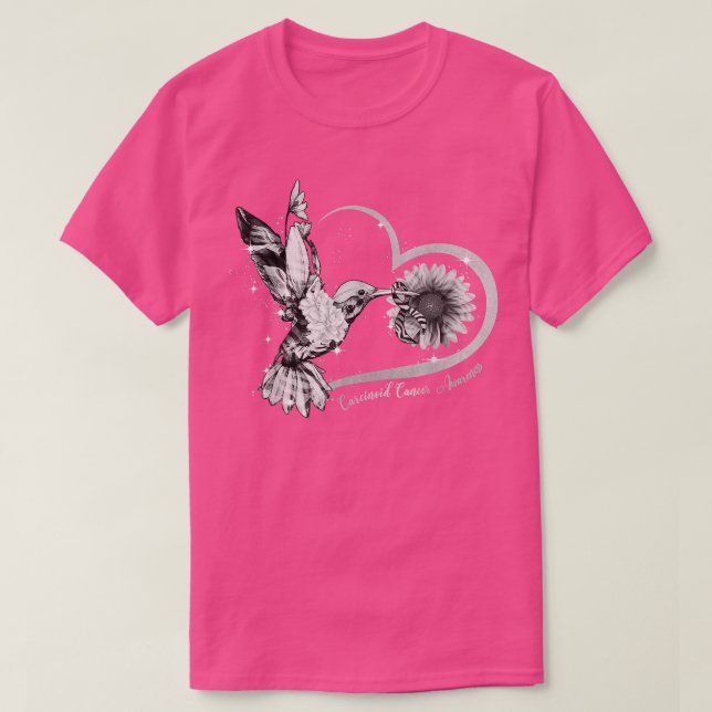 Hummingbird Sunflower Heart Zebra Ribbon Carcinoid T-Shirt (Design Front)