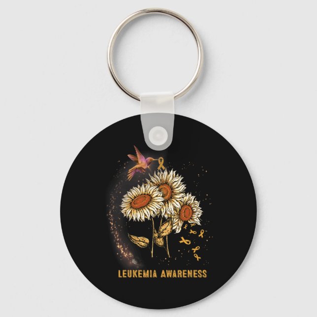 Hummingbird Sunflower Leukaemia Awareness  Key Ring (Front)