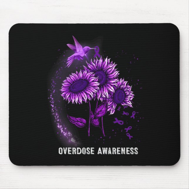Hummingbird Sunflower Overdose Awareness  Mouse Mat (Front)