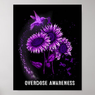 Hummingbird Sunflower Overdose Awareness Poster