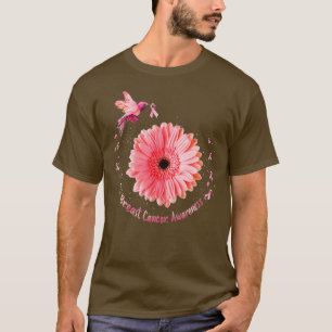 Hummingbird Sunflower Pink Ribbon Breast Cancer Aw T-Shirt