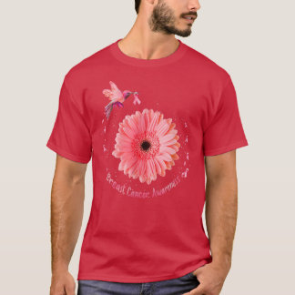 Hummingbird Sunflower Pink Ribbon Breast Cancer Aw T-Shirt
