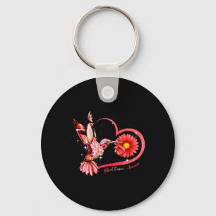 Hummingbird Sunflower Red Ribbon Blood Cancer Awar Key Ring