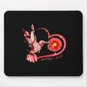 Hummingbird Sunflower Red Ribbon Blood Cancer Awar Mouse Mat