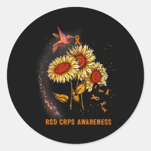 Hummingbird Sunflower RSD CRPS Awareness Classic Round Sticker