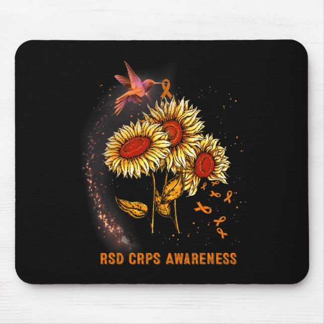 Hummingbird Sunflower Rsd Crps Awareness  Mouse Mat (Front)