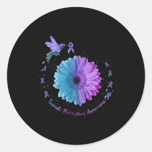Hummingbird Sunflower Suicide Prevention Awareness Classic Round Sticker