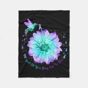 Hummingbird Sunflower Suicide Prevention Awareness Fleece Blanket