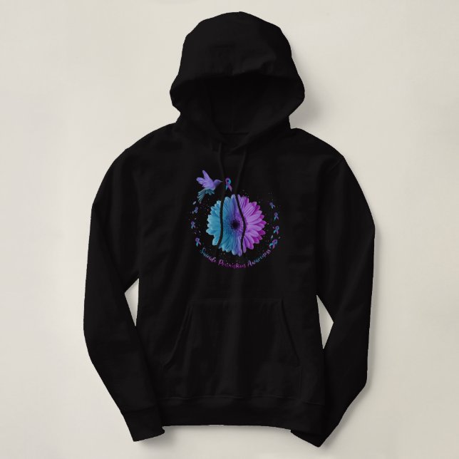 Hummingbird Sunflower Suicide Prevention Awareness Hoodie (Design Front)